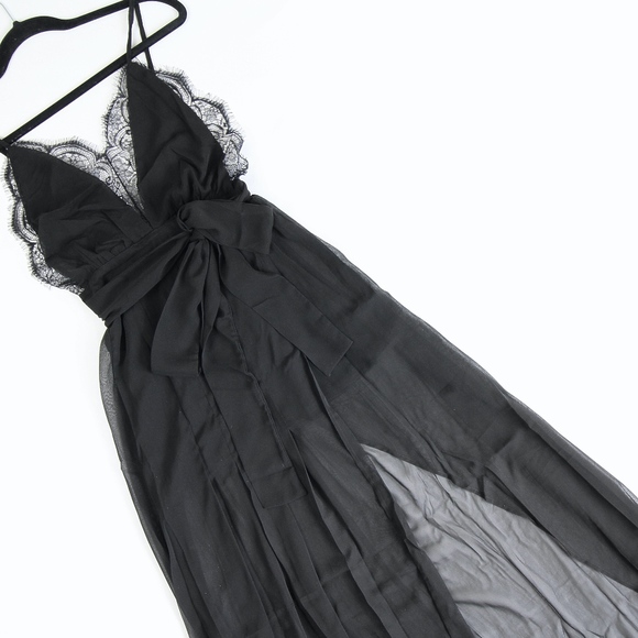 Lace Plunging V-Neck High Slit Cami Long Dress - Picture 6 of 8